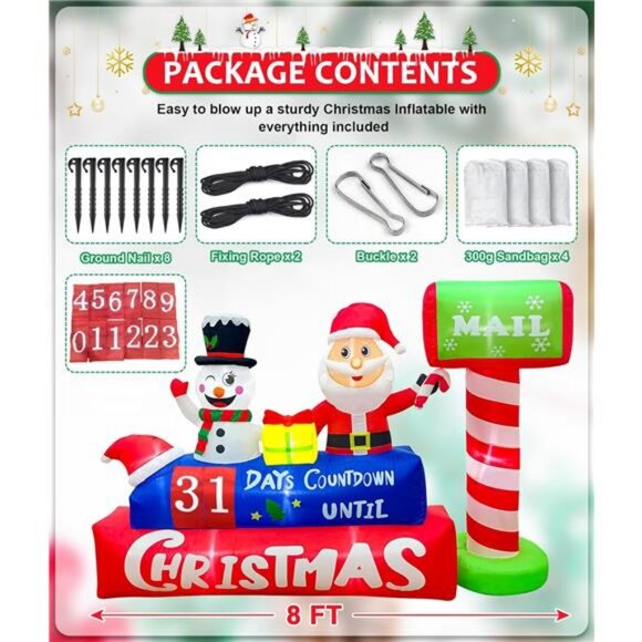 8FT Christmas Inflatables Outdoor Decorations, Climbing  8FT Christmas Inflatable Decoration, Christmas Blow Ups Inflatable Santa Claus